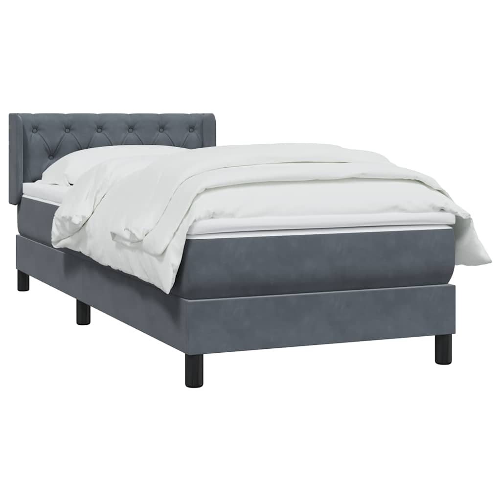 Giroletto a Molle con Materasso Grigio Scuro 80x210 cm Velluto | homemem39