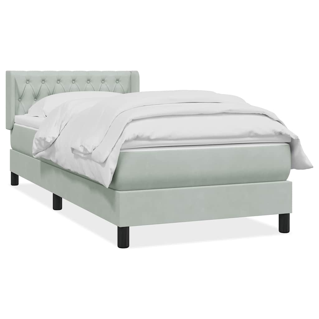 Giroletto a Molle con Materasso grigio chiaro 90x210 cm Velluto