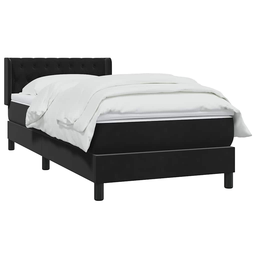 Giroletto a Molle con Materasso Nero 90x210 cm in Velluto | homemem39