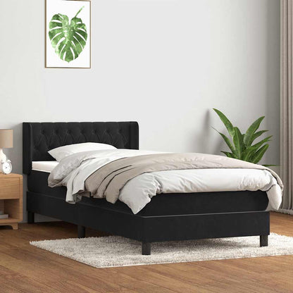 Giroletto a Molle con Materasso Nero 90x210 cm in Velluto | homemem39