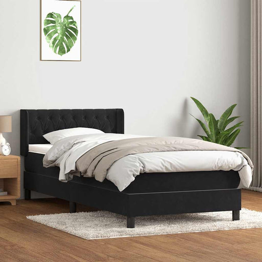 Giroletto a Molle con Materasso Nero 90x210 cm in Velluto | homemem39