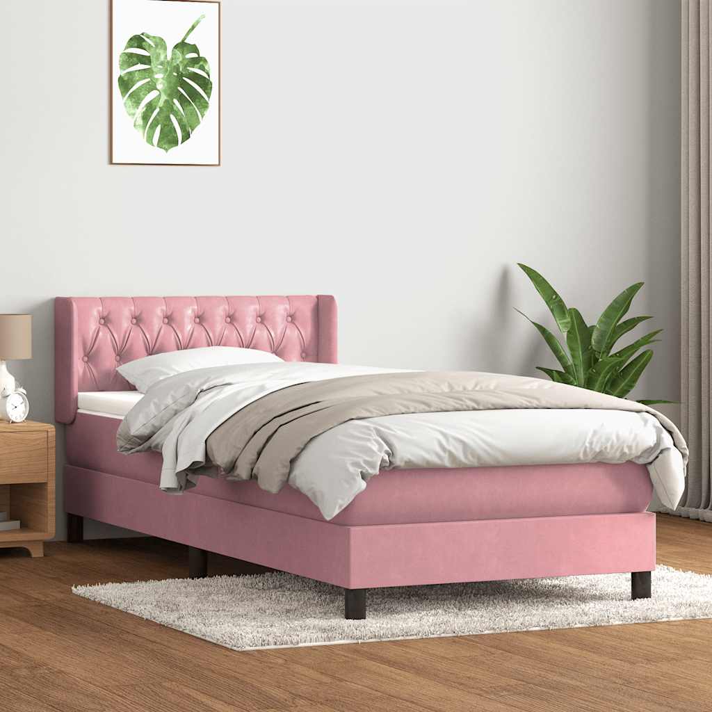 Giroletto a Molle con Materasso Rosa 90x210 cm Velluto | homemem39
