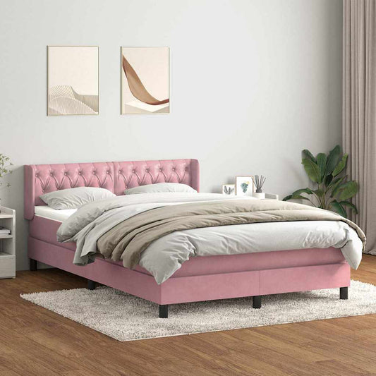 Giroletto a Molle con Materasso Rosa 140x210 cm in Velluto | homemem39