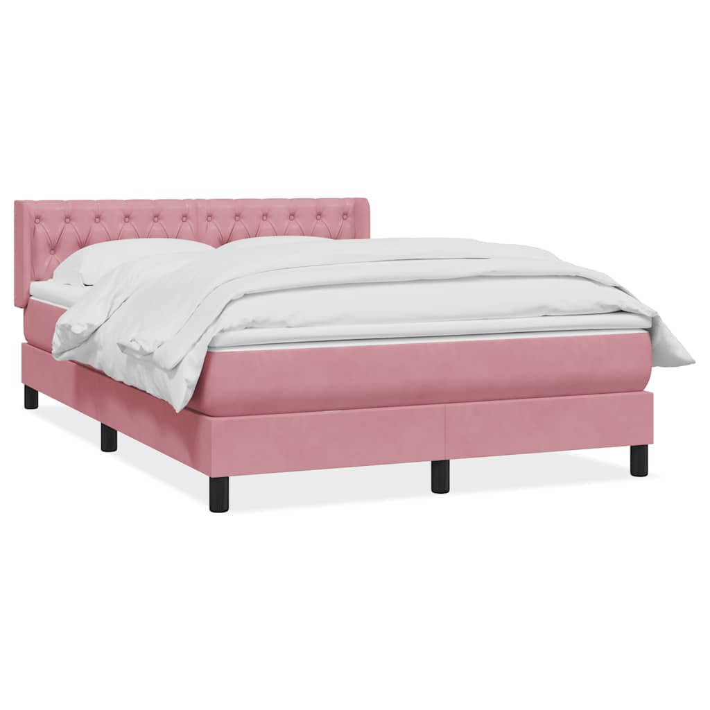 Giroletto a Molle con Materasso Rosa 160x210 cm in Velluto | homemem39