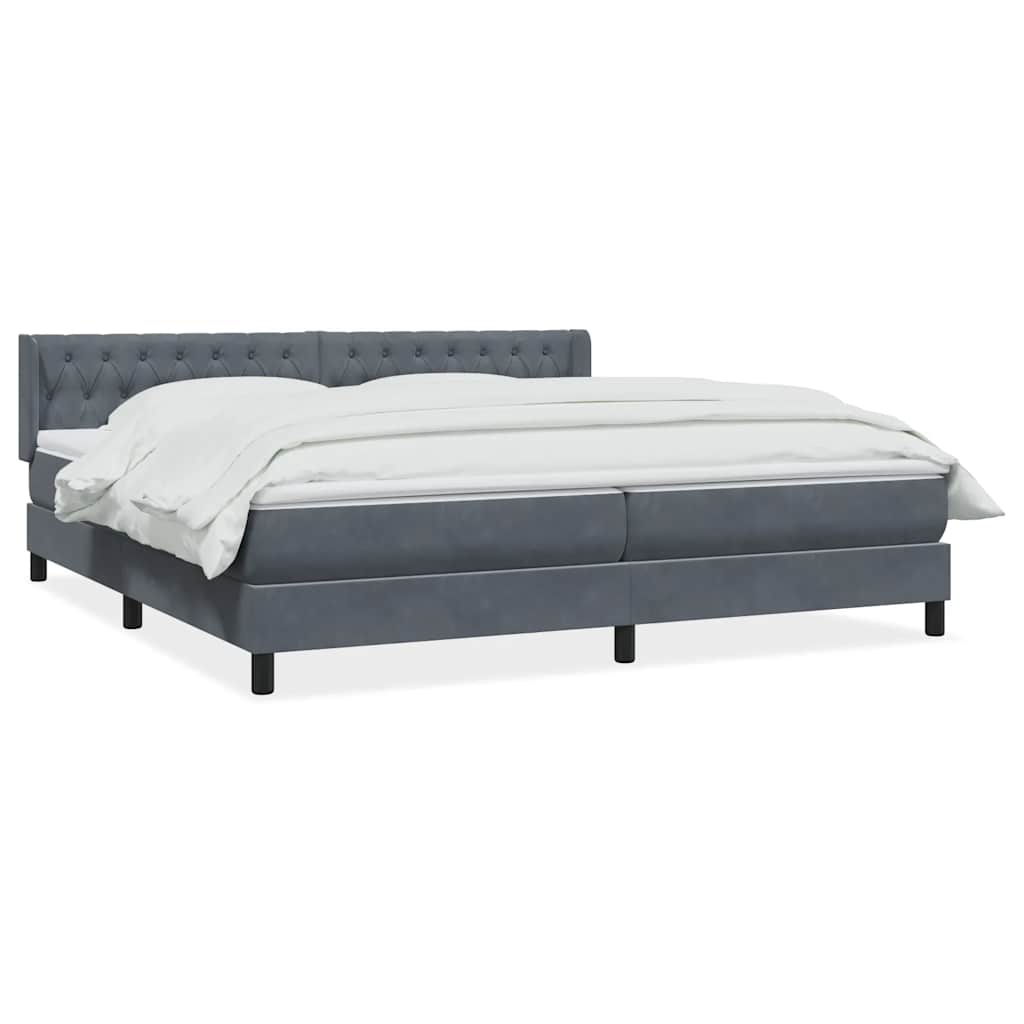 Giroletto a Molle con Materasso Grigio Scuro 180x210 cm Velluto | homemem39