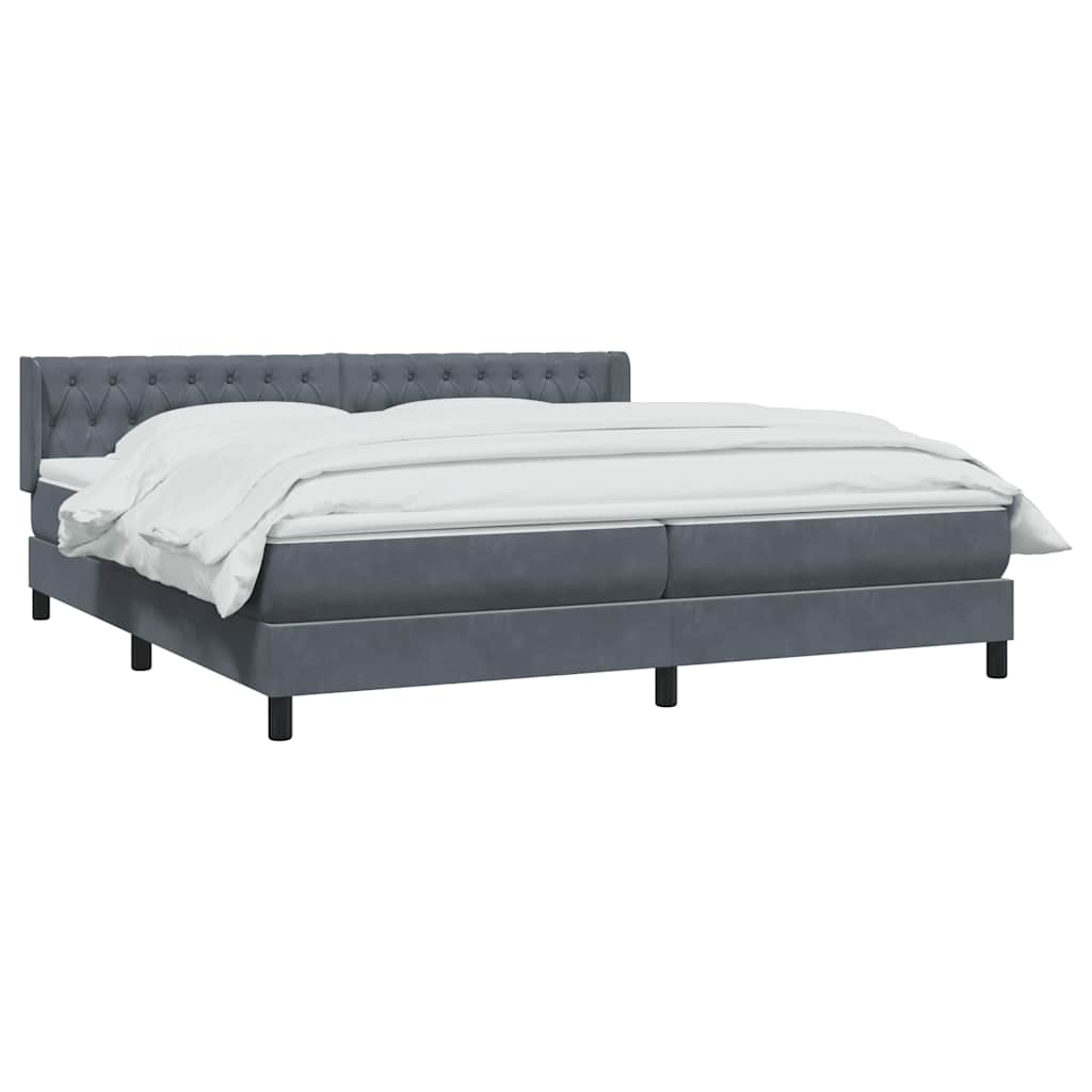 Giroletto a Molle con Materasso Grigio Scuro 180x210 cm Velluto | homemem39