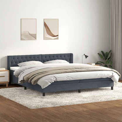 Giroletto a Molle con Materasso Grigio Scuro 180x210 cm Velluto | homemem39