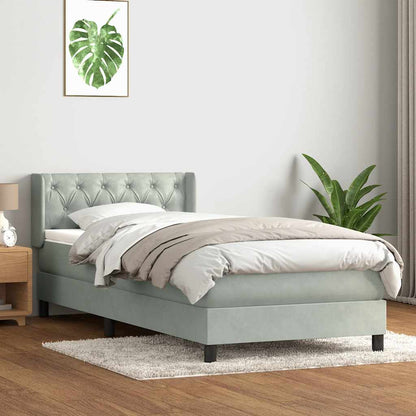 Giroletto a Molle con Materasso Grigio Chiaro 80x220 cm Velluto | homemem39