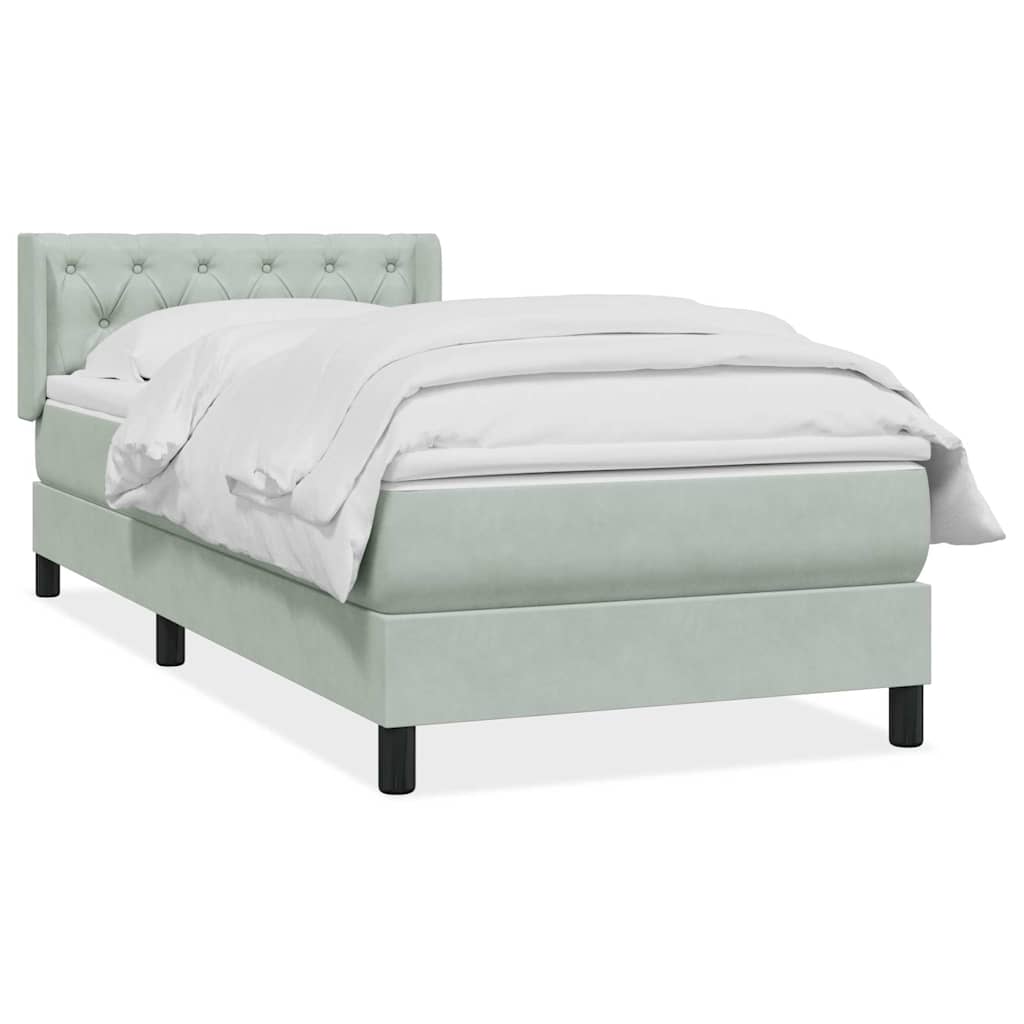 Giroletto a Molle con Materasso Grigio Chiaro 80x220 cm Velluto | homemem39