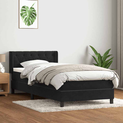 Giroletto a Molle con Materasso Nero 80x220 cm Velluto | homemem39