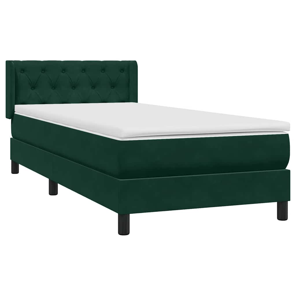 Giroletto a Molle con Materasso Verde Scuro 80x220 cm Velluto | homemem39