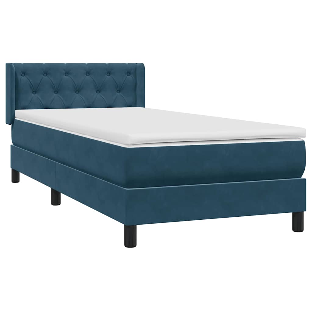 Giroletto a Molle con Materasso Blu Scuro 80x220 cm Velluto