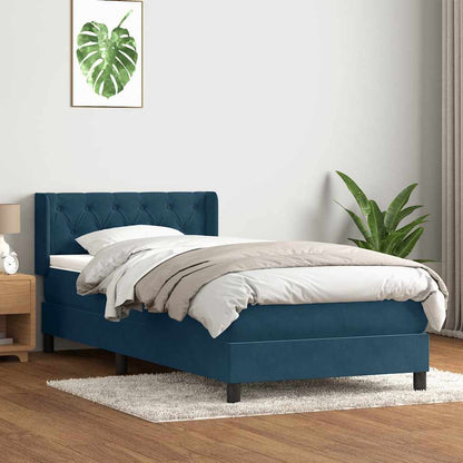 Giroletto a Molle con Materasso Blu Scuro 80x220 cm Velluto