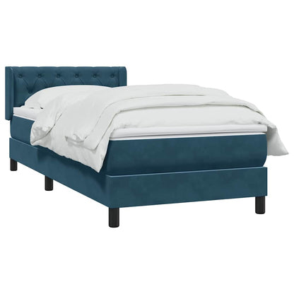 Giroletto a Molle con Materasso Blu Scuro 80x220 cm Velluto