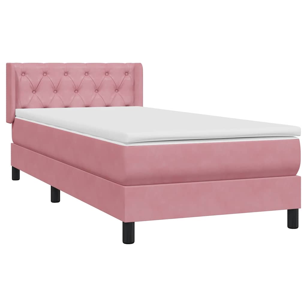 Giroletto a Molle con Materasso Rosa 80x220 cm Velluto