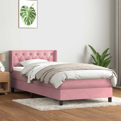 Giroletto a Molle con Materasso Rosa 80x220 cm Velluto