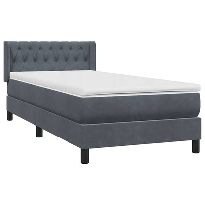 Giroletto a Molle con Materasso Grigio Scuro 90x220 cm Velluto