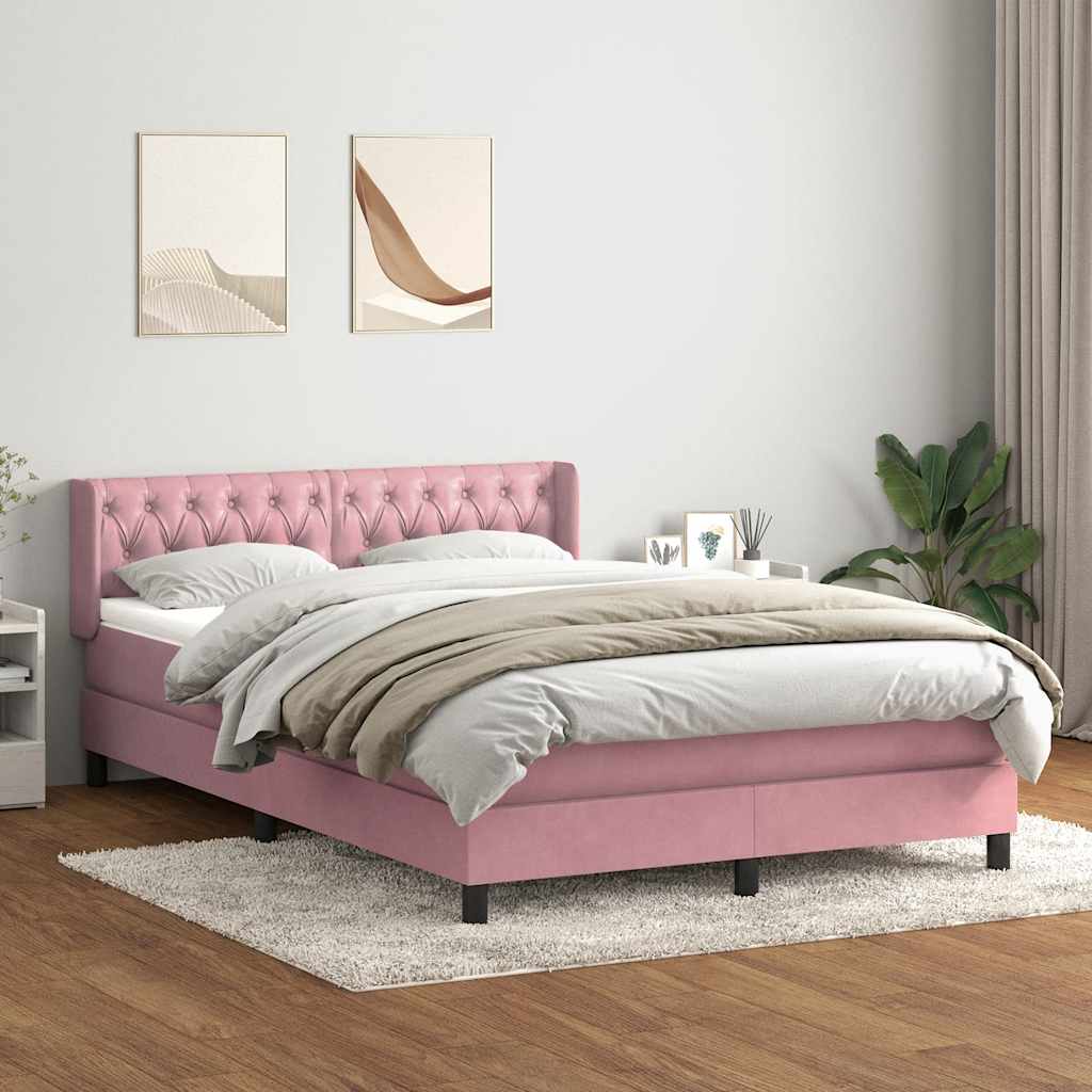 Giroletto a Molle con Materasso Rosa 140x220 cm in Velluto | homemem39