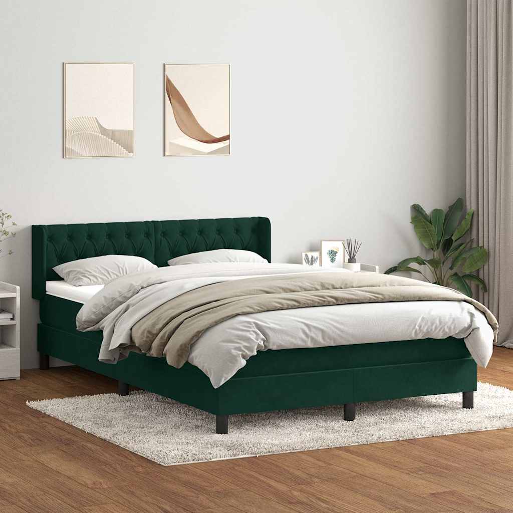 Giroletto a Molle con Materasso Verde Scuro 160x220 cm Velluto | homemem39