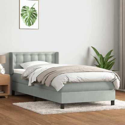 Giroletto a Molle con Materasso Grigio Chiaro 80x210 cm Velluto | homemem39