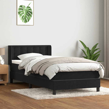 Giroletto a Molle con Materasso Nero 90x210 cm in Velluto | homemem39