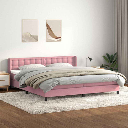 Giroletto a Molle con Materasso Rosa 180x210 cm in Velluto