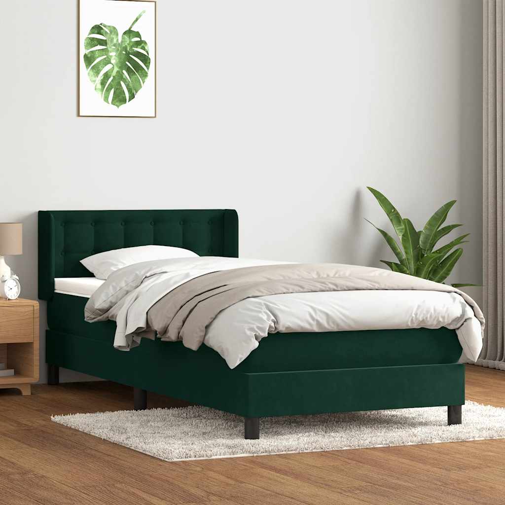 Giroletto a Molle con Materasso Verde Scuro 80x220 cm Velluto | homemem39