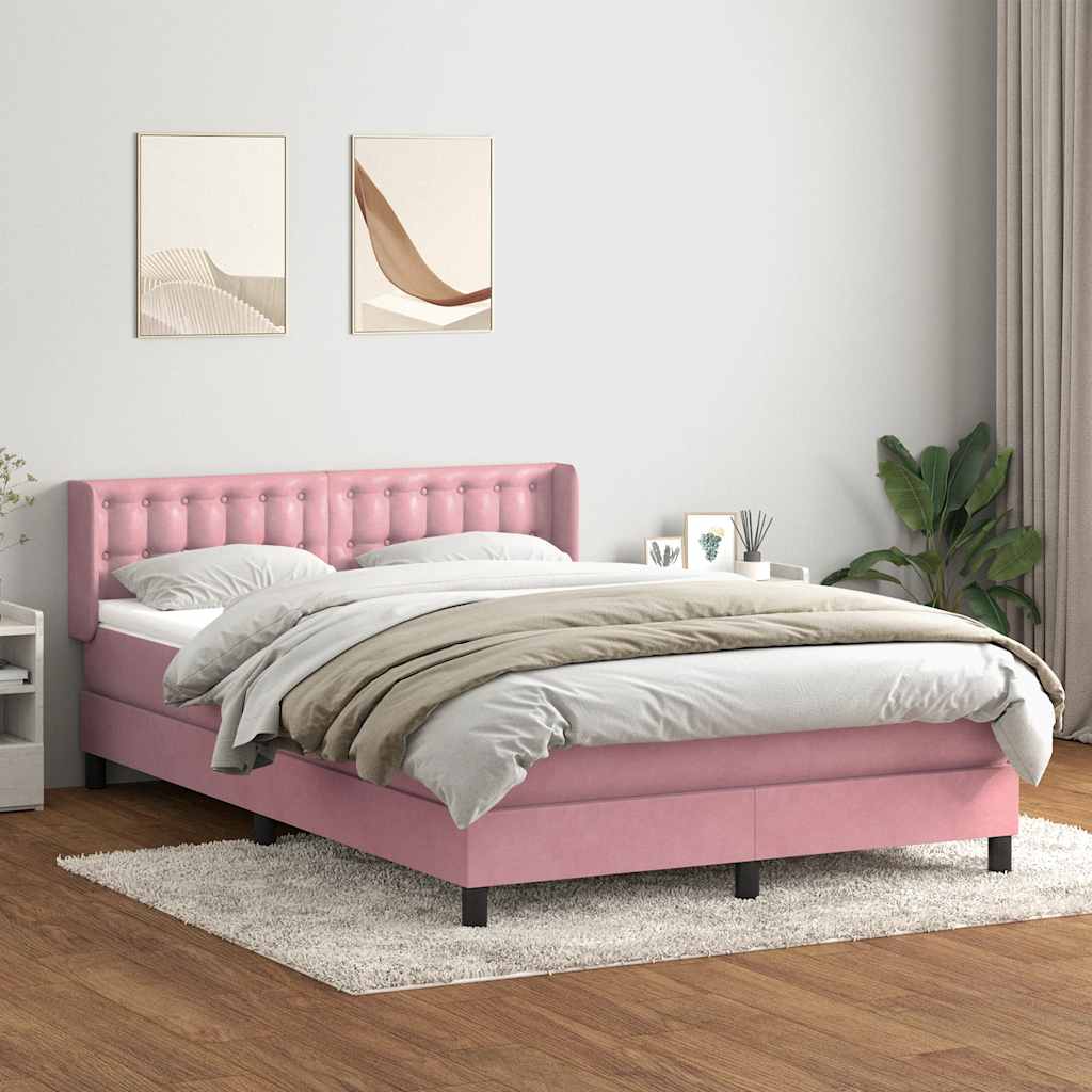 Giroletto a Molle con Materasso Rosa 160x220 cm in Velluto | homemem39