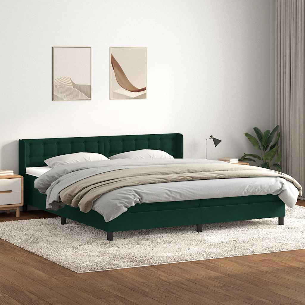 Giroletto a Molle con Materasso Verde Scuro 180x220 cm Velluto | homemem39