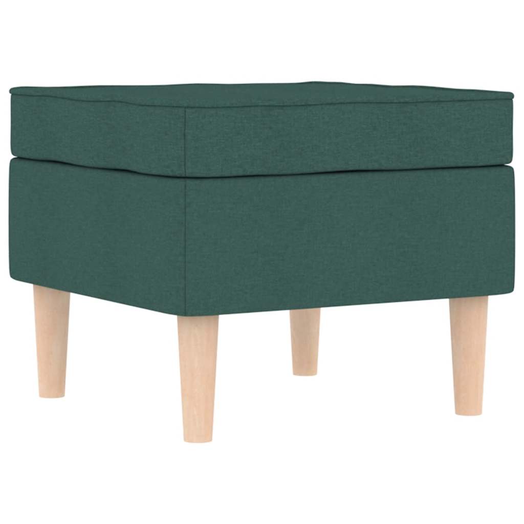 Poltrona con Poggiapiedi Verde Scuro in Tessuto