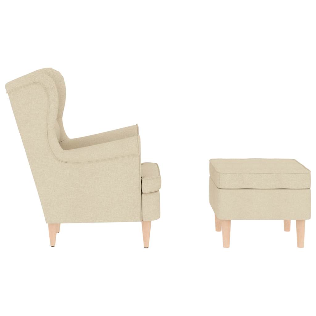 Poltrona con Poggiapiedi Crema in Tessuto - homemem39