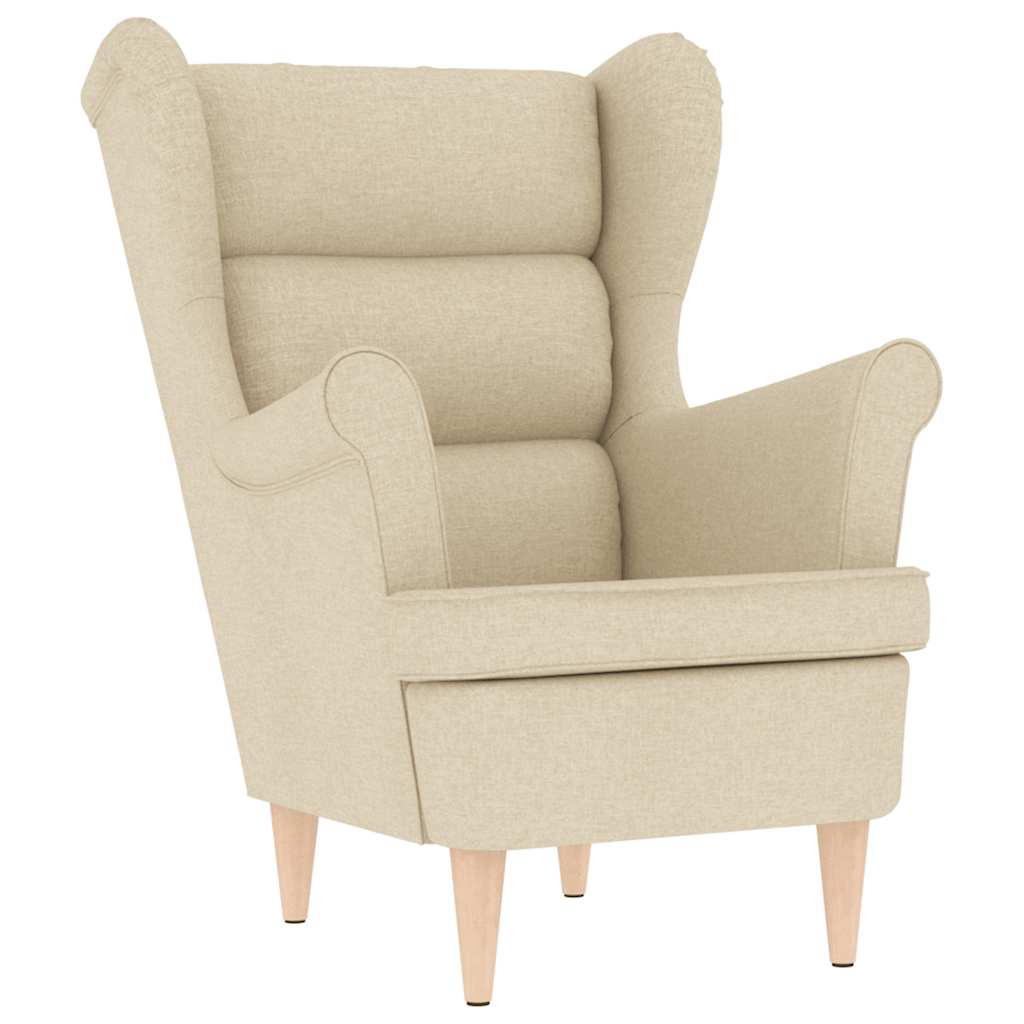 Poltrona con Poggiapiedi Crema in Tessuto - homemem39