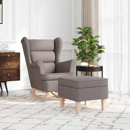 Poltrona a Dondolo con Poggiapiedi Tortora in Tessuto