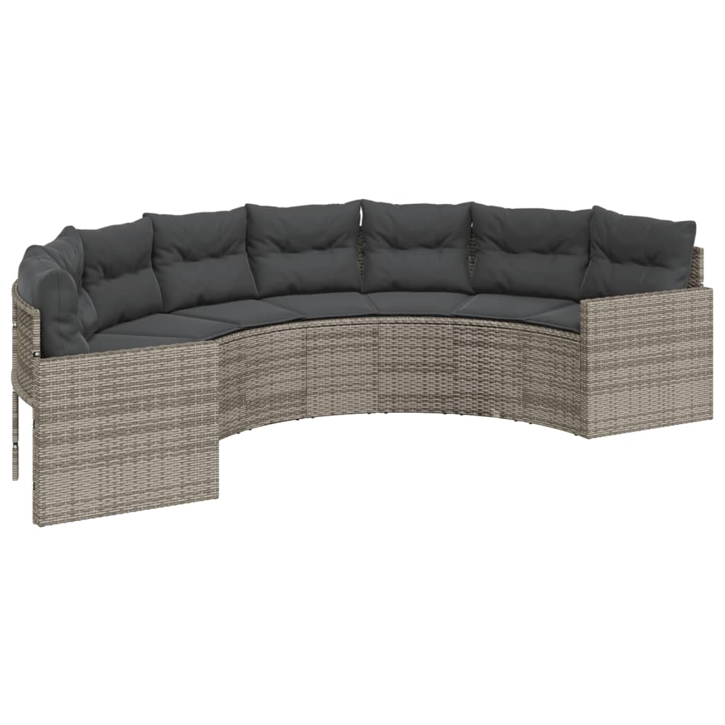 Divano da Giardino con Cuscini Semicircolare Grigio Polyrattan | homemem39