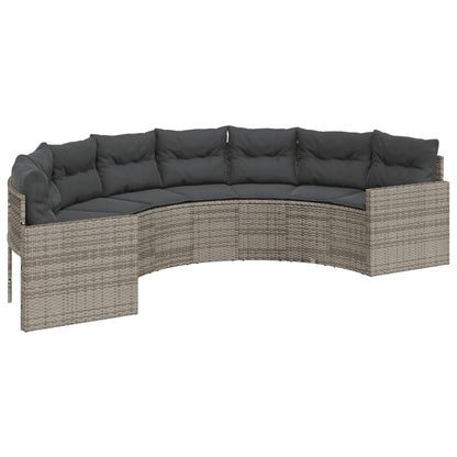 Divano da Giardino con Cuscini Semicircolare Grigio Polyrattan | homemem39