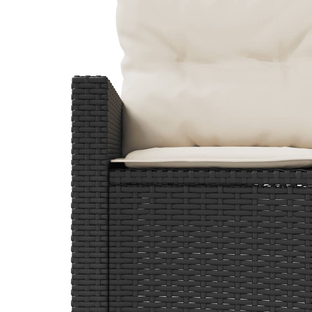 Divano Giardino Tavolo e Cuscini Semicircolare Nero Polyrattan | homemem39
