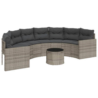 Divano Giardino Tavolo Cuscini Semicircolare Grigio Polyrattan | homemem39