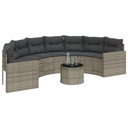 Divano Giardino Tavolo Cuscini Semicircolare Grigio Polyrattan | homemem39
