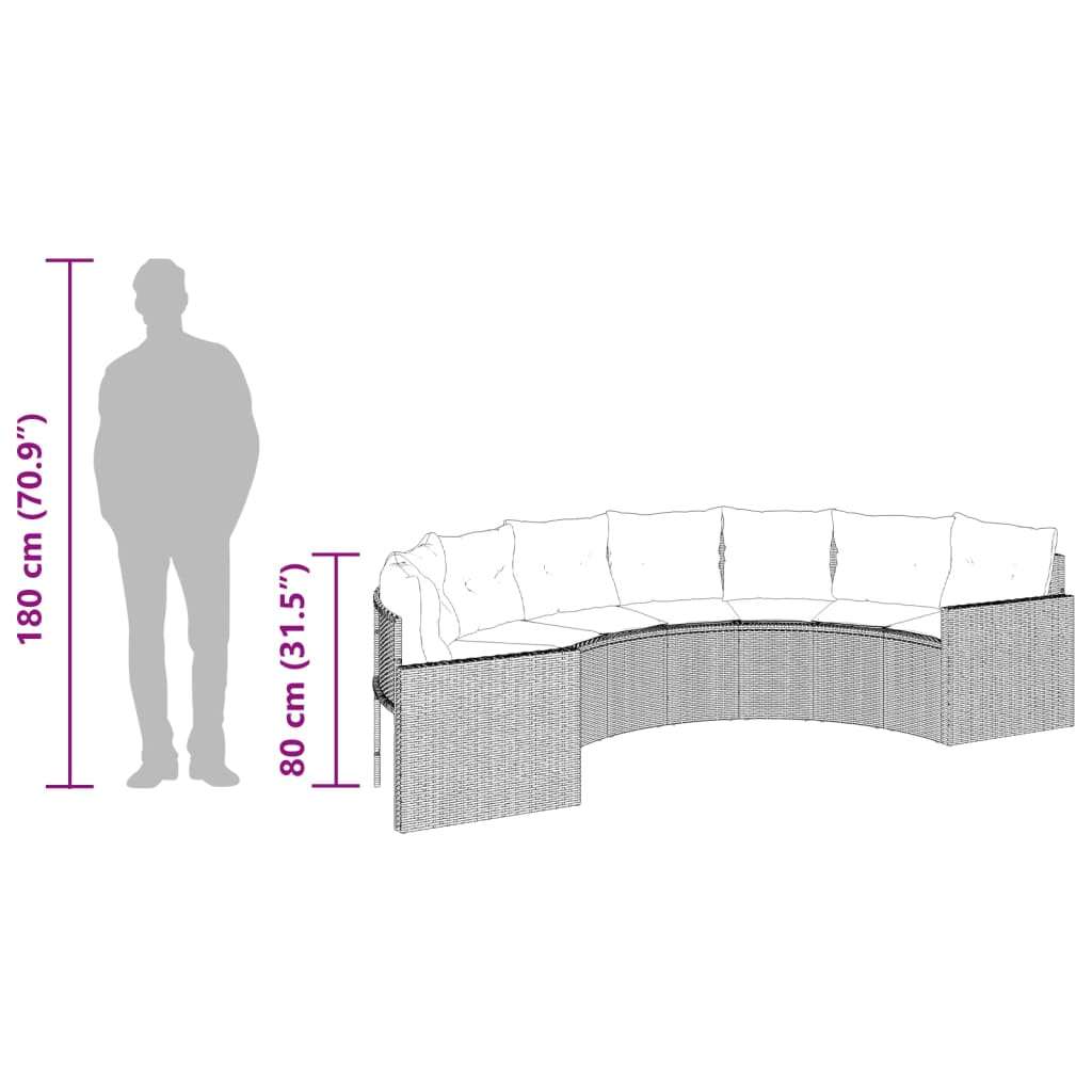 Divano Giardino Tavolo Cuscini Semicircolare Grigio Polyrattan | homemem39