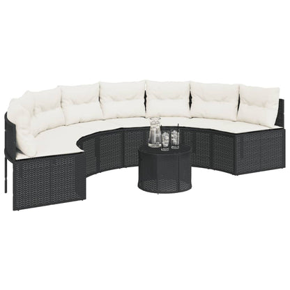 Divano da Giardino con Cuscini Semicircolare in Polyrattan