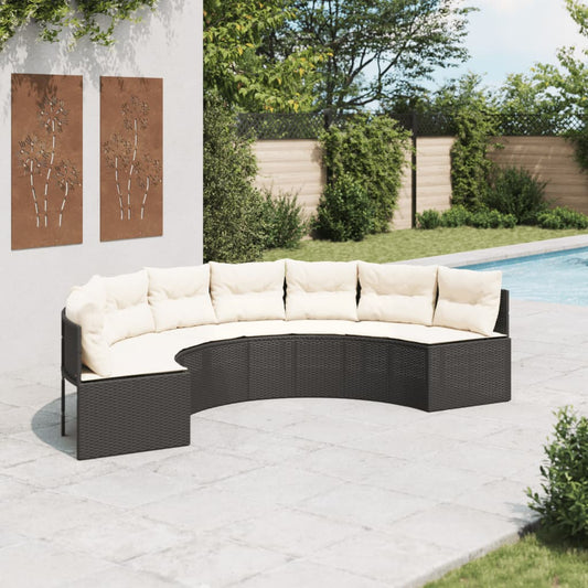Divano da Giardino con Cuscini Semicircolare in Polyrattan | homemem39