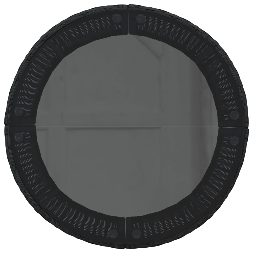Divano Giardino Tavolo e Cuscini Semicircolare Nero Polyrattan