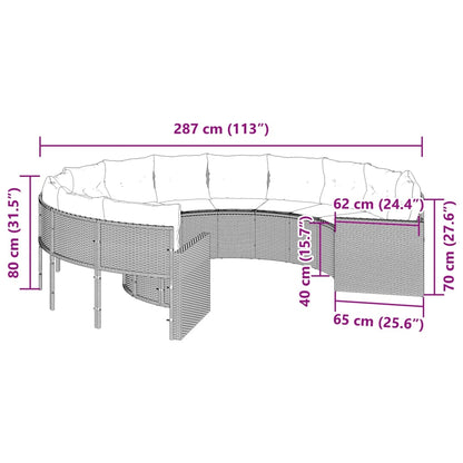 Divano da Giardino con Cuscini Circolare Beige in Polyrattan | homemem39
