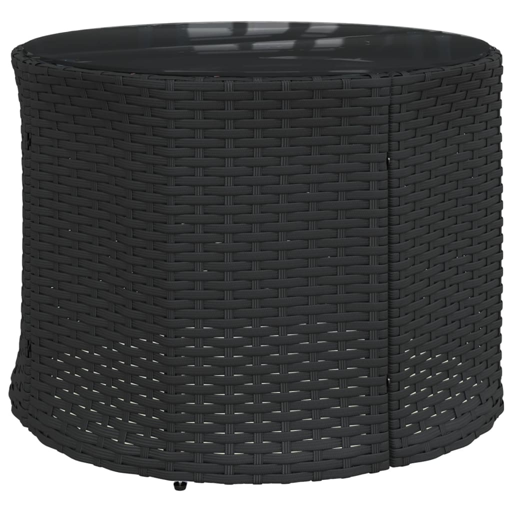 Divano Giardino con Tavolo e Cuscini Circolare Nero Polyrattan | homemem39