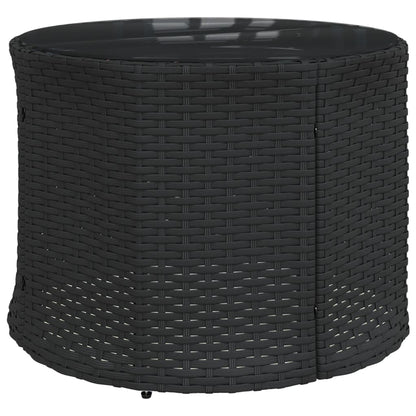 Divano Giardino con Tavolo e Cuscini Circolare Nero Polyrattan | homemem39