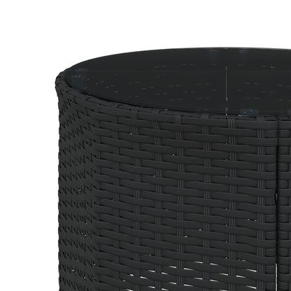 Divano Giardino con Tavolo e Cuscini Circolare Nero Polyrattan | homemem39