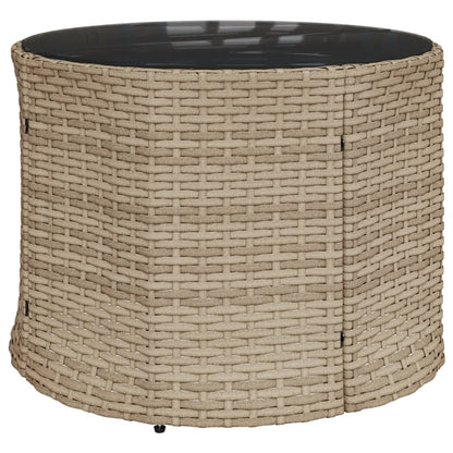 Divano Giardino con Tavolo e Cuscini Circolare Beige Polyrattan