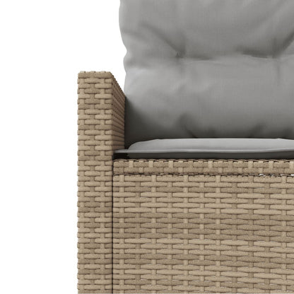Divano Giardino con Tavolo e Cuscini Circolare Beige Polyrattan
