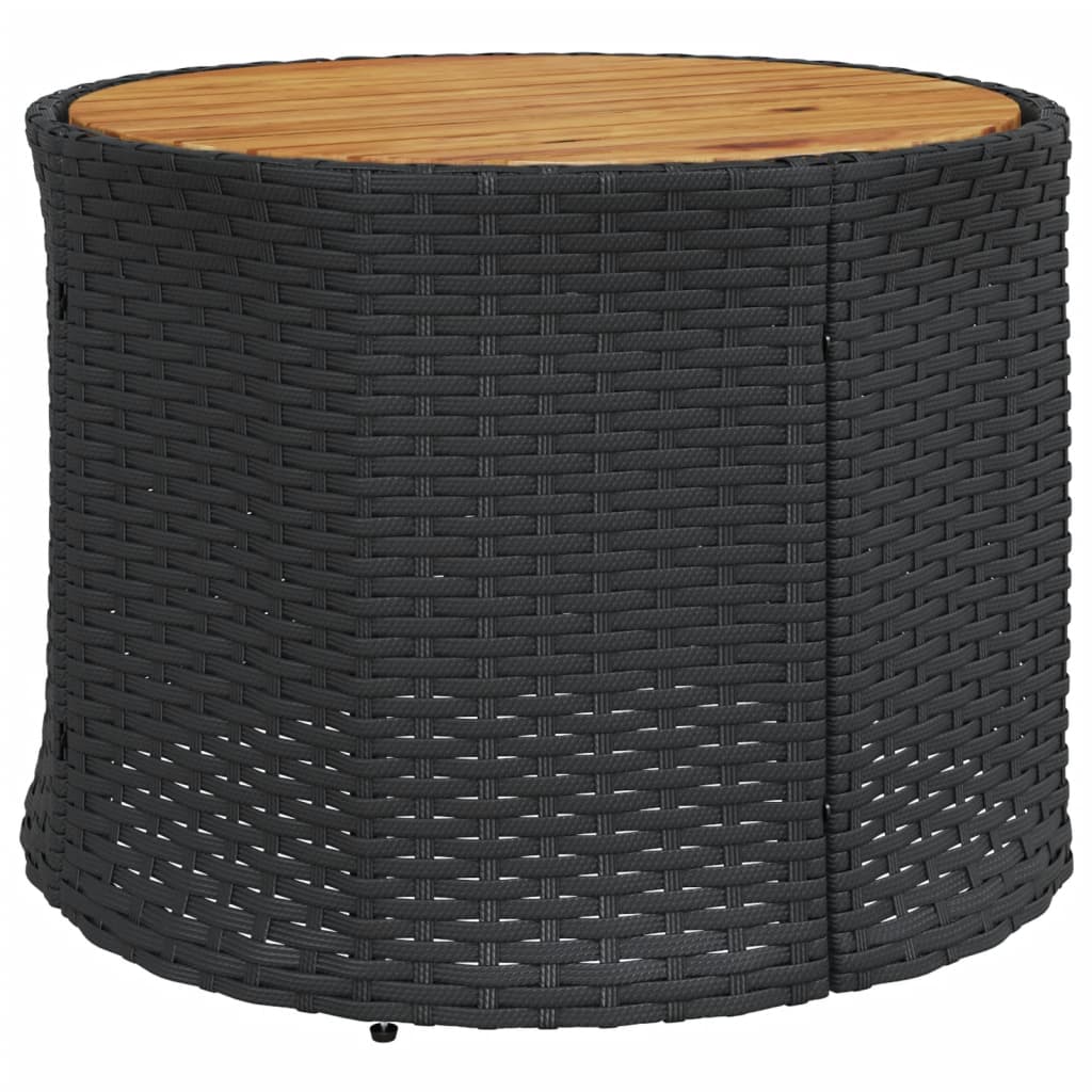 Divano Giardino con Tavolo e Cuscini Circolare Nero Polyrattan | homemem39