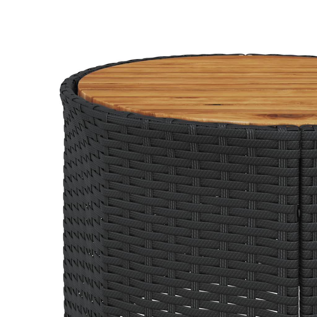 Divano Giardino con Tavolo e Cuscini Circolare Nero Polyrattan